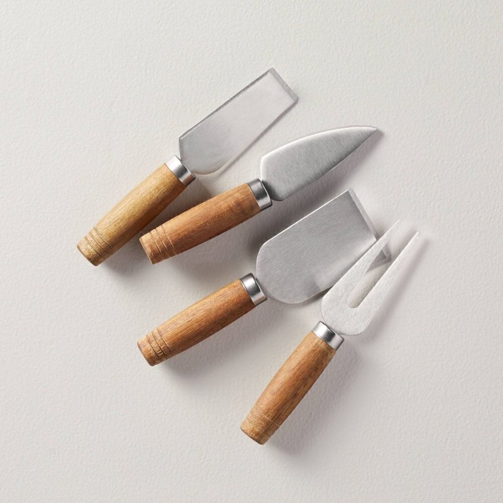 Hearth & Hand Magnolia 4pc‎ Wood & Stainless Steel Cheese Knife Set